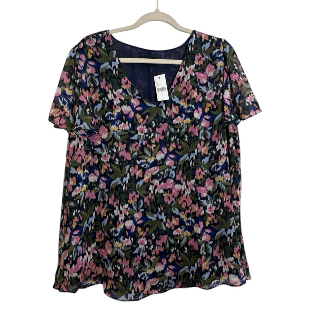 Lane Bryant Multicolor Flutter Sleeve Floral Blouse - Tunic sz 14